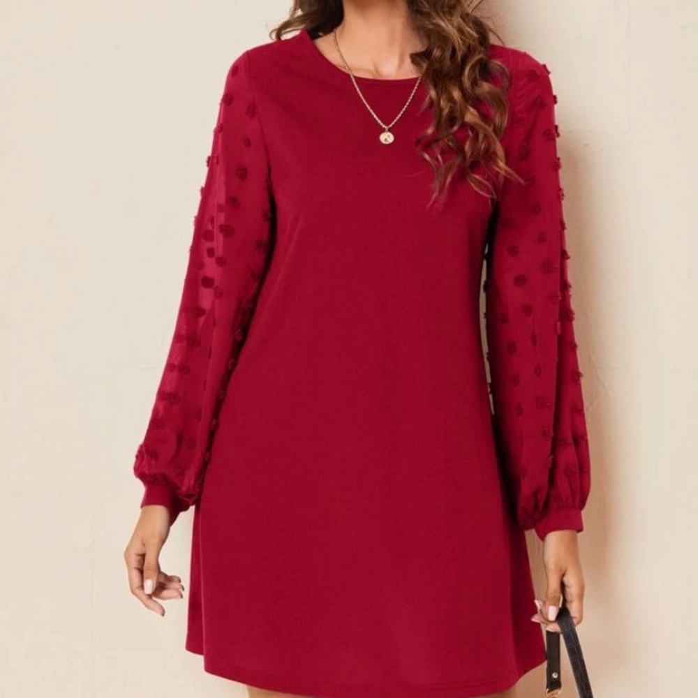 EMERY ROSE Swiss Dot Side Solid Dress